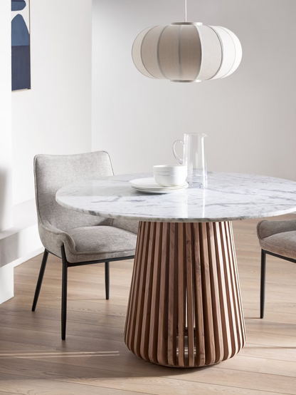 John Lewis Stave Marble Top 4 Seater Round Dining Table, Natural