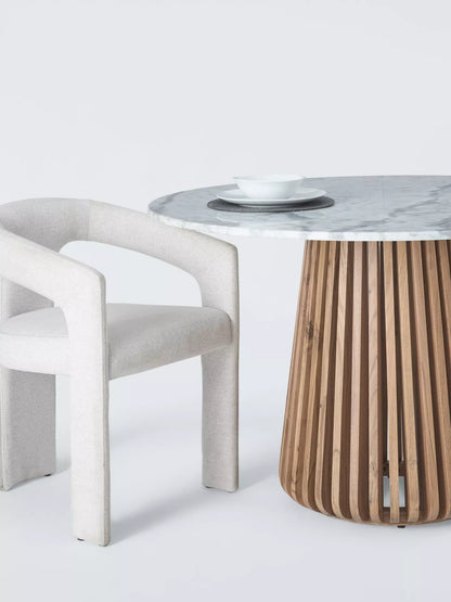 John Lewis Stave Marble Top 4 Seater Round Dining Table, Natural