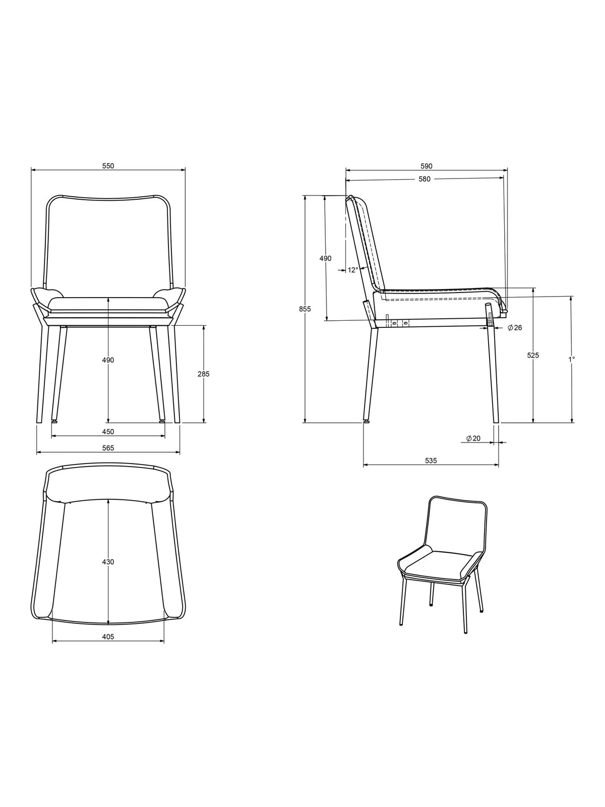 John Lewis Calgary Dining Chair, Set of 2, Mocha