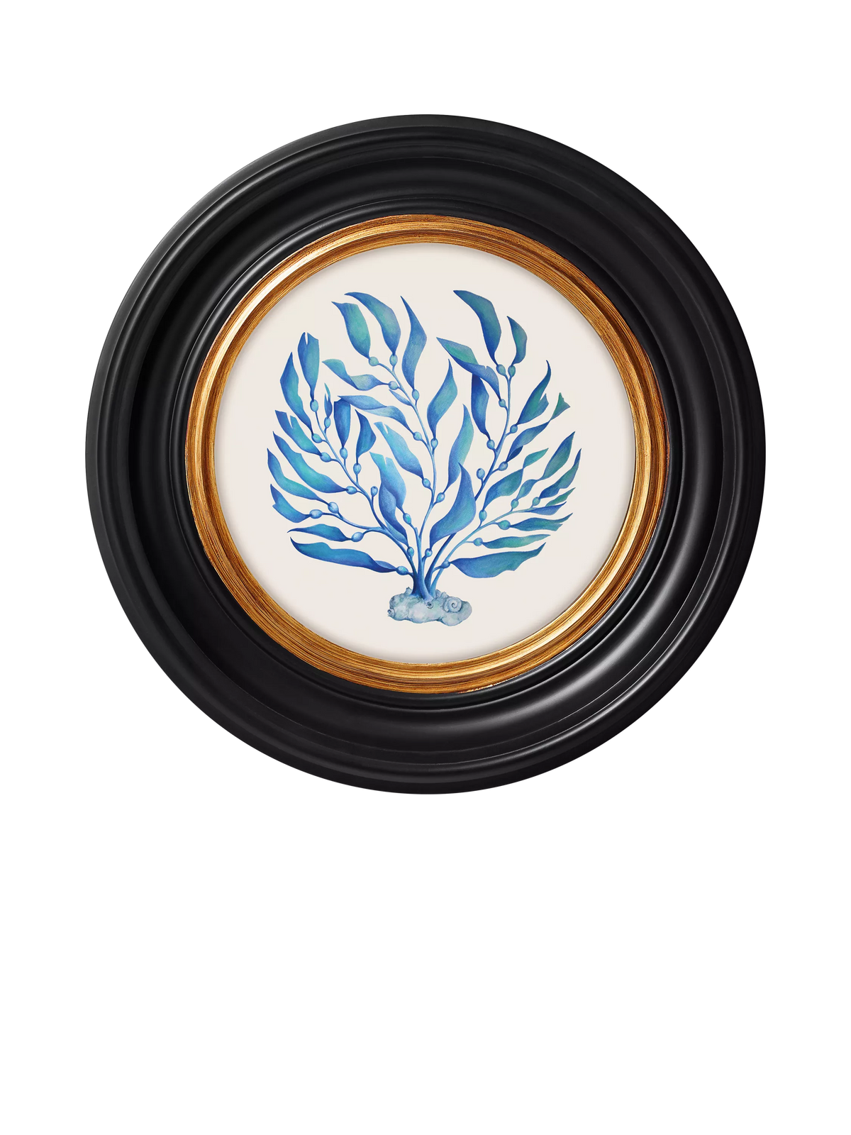 Brookpace Lascelles 'Ocean Feather' Round Porthole Framed Print, 36cm, Blue