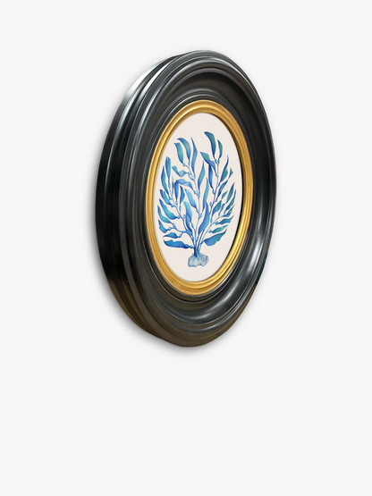 Brookpace Lascelles 'Ocean Feather' Round Porthole Framed Print, 36cm, Blue