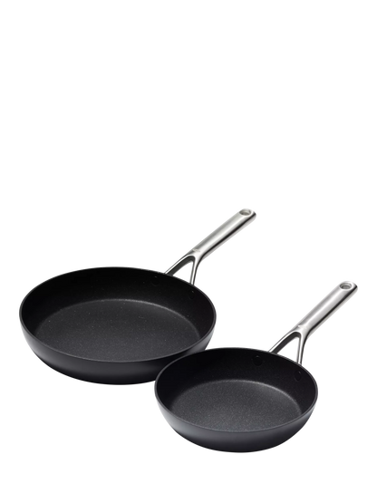 OXO Professional Hard Anodised Aluminium Ceramic Non-Stick Frying Pan Set, 2 Pie