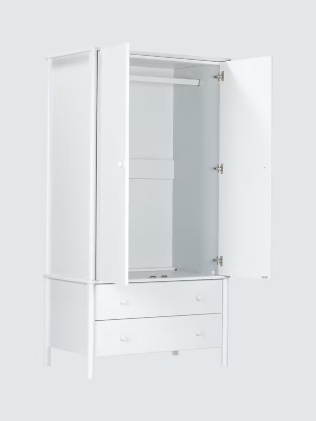 John Lewis  Spindle Double Wardrobe with 2 Drawers, Like New, Grey