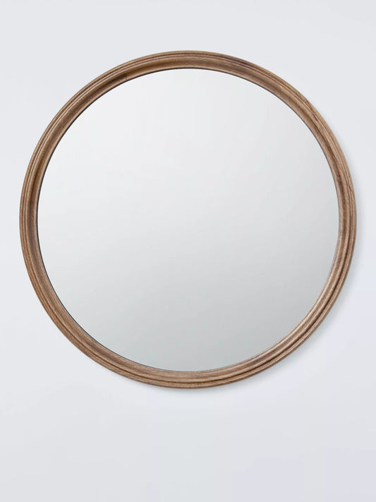 John Lewis Farmhouse Round Wood Frame Wall Mirror, 70cm, Walnut
