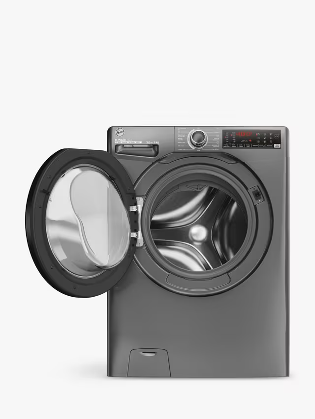Hoover H-WASH 350 H3WPS696TMBR6-80 Freestanding Washing Machine, 9kg Load, 1600rpm Spin, Graphite