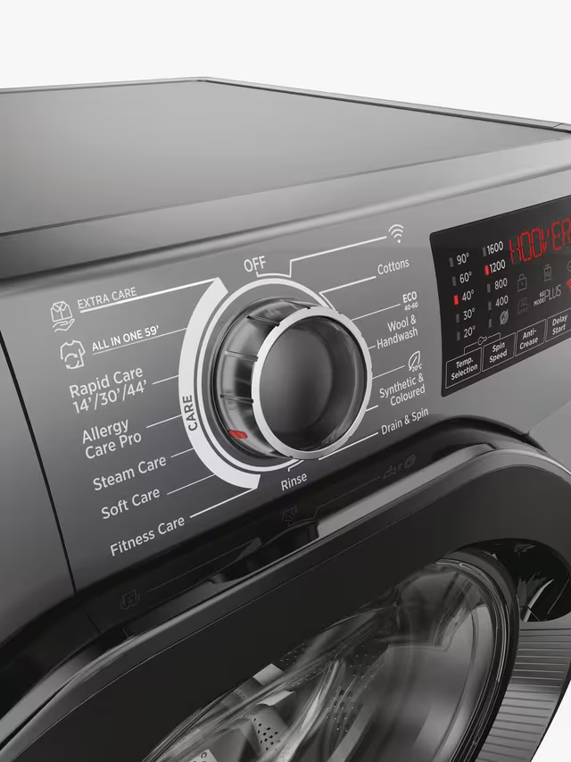 Hoover H-WASH 350 H3WPS696TMBR6-80 Freestanding Washing Machine, 9kg Load, 1600rpm Spin, Graphite