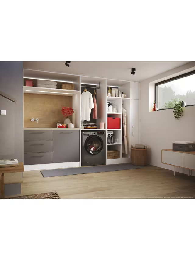 Hoover H-WASH 350 H3WPS696TMBR6-80 Freestanding Washing Machine, 9kg Load, 1600rpm Spin, Graphite