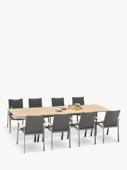 LG Outdoor Sanctuary 8-Seater Extending Garden Dining Table & Chairs Set, Birch