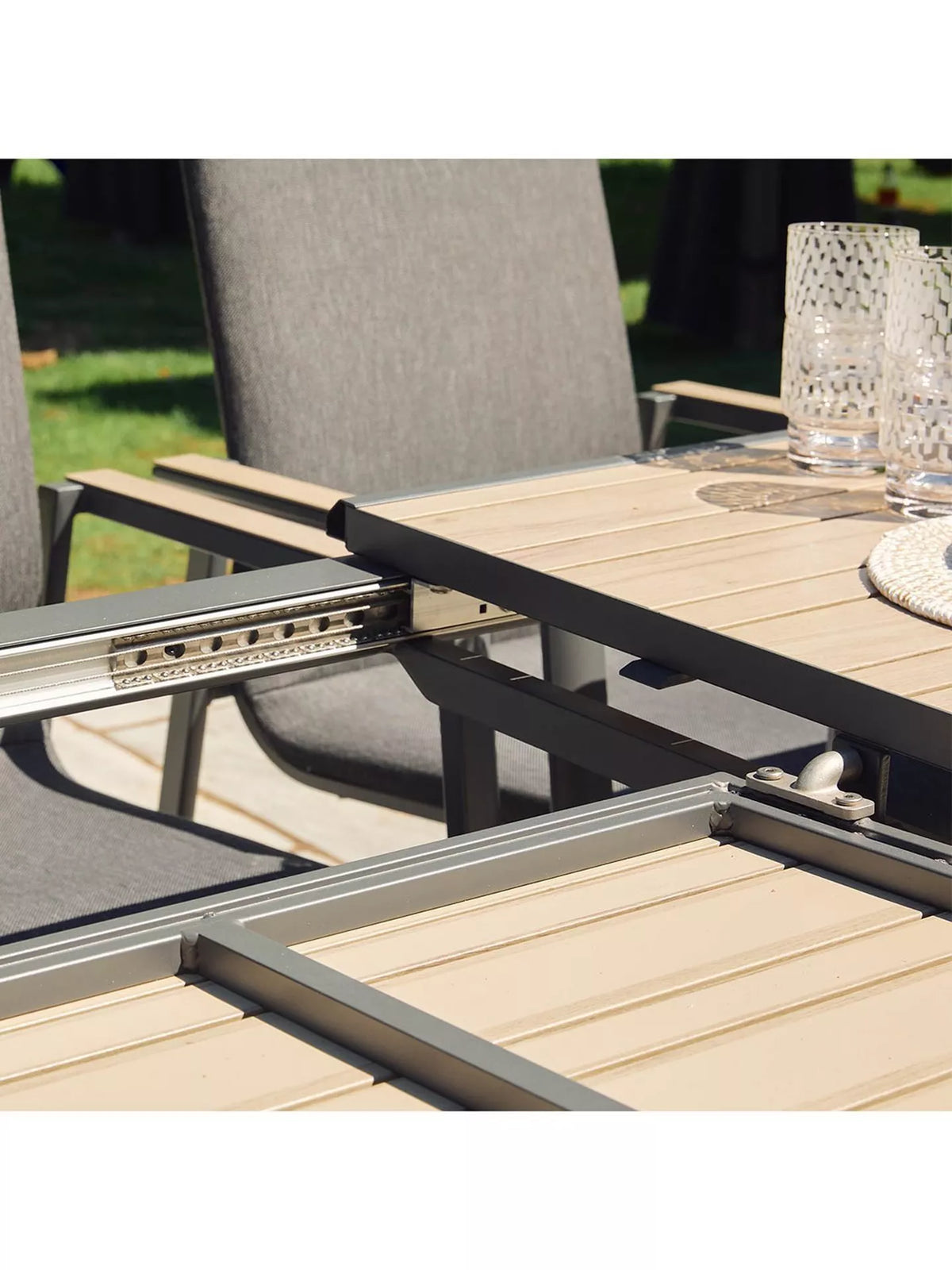 LG Outdoor Sanctuary 8-Seater Extending Garden Dining Table & Chairs Set, Birch