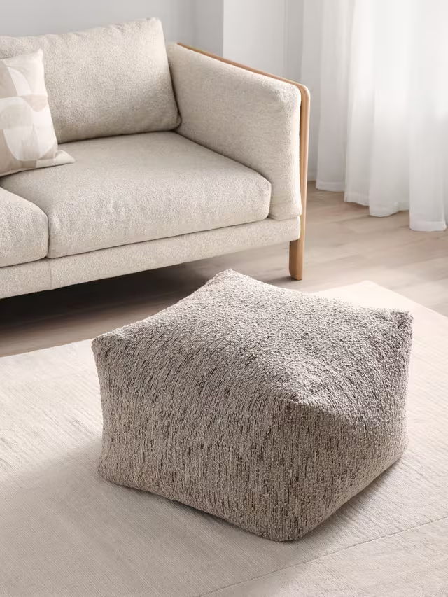 John Lewis Boucle Square Pouffe, Natural