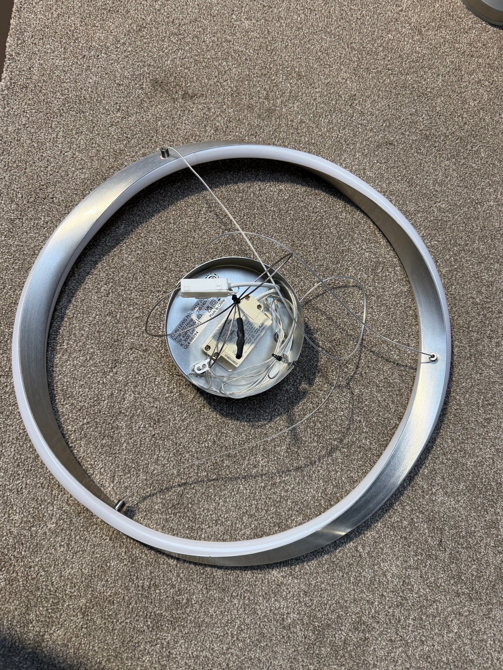 John Lewis Wrap LED Hoop Ceiling Light, Brushed Aluminium