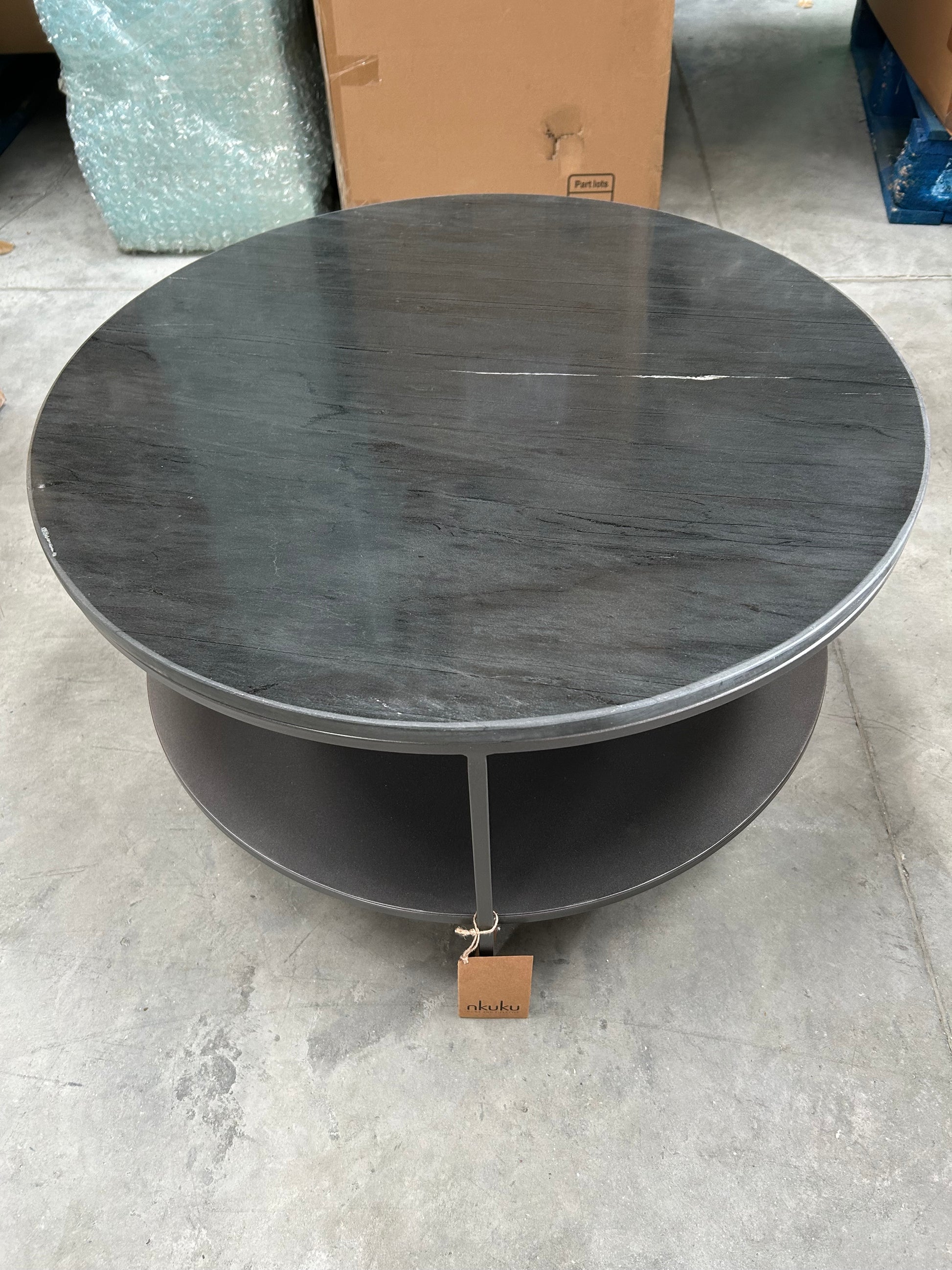nkuku Karoko Round Marble Coffee Table, Black