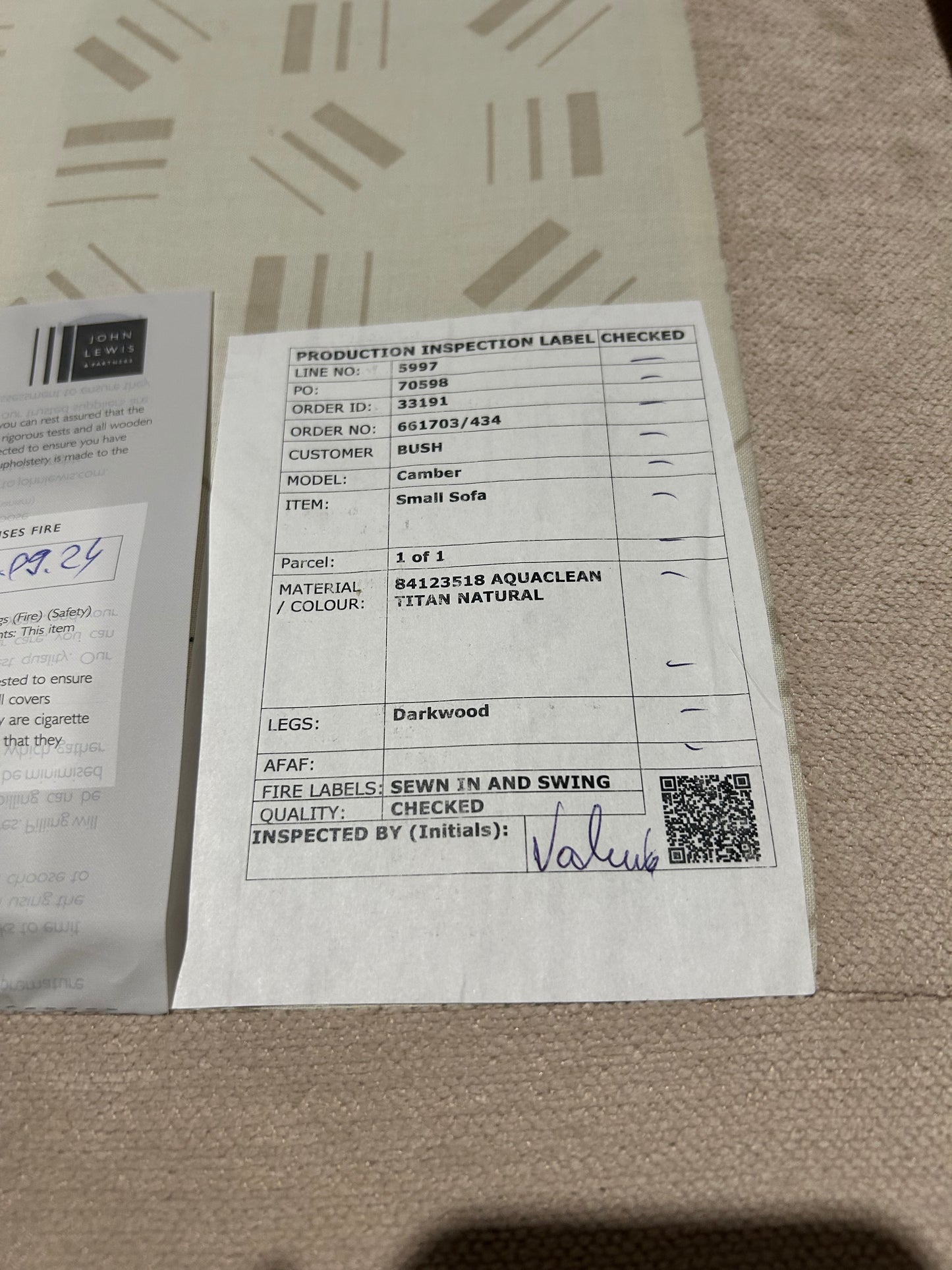 John Lewis Camber Small 2 Seater Sofa Aquaclean Titan Natural