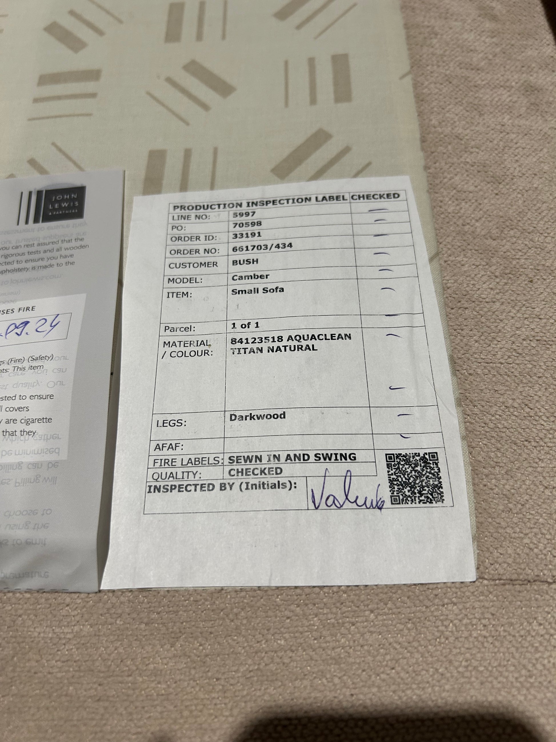 John Lewis Camber Small 2 Seater Sofa Aquaclean Titan Natural