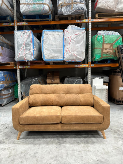 John Lewis Barbican Medium 2 Seater Leather Sofa, Light Leg, Demetra Light Tan