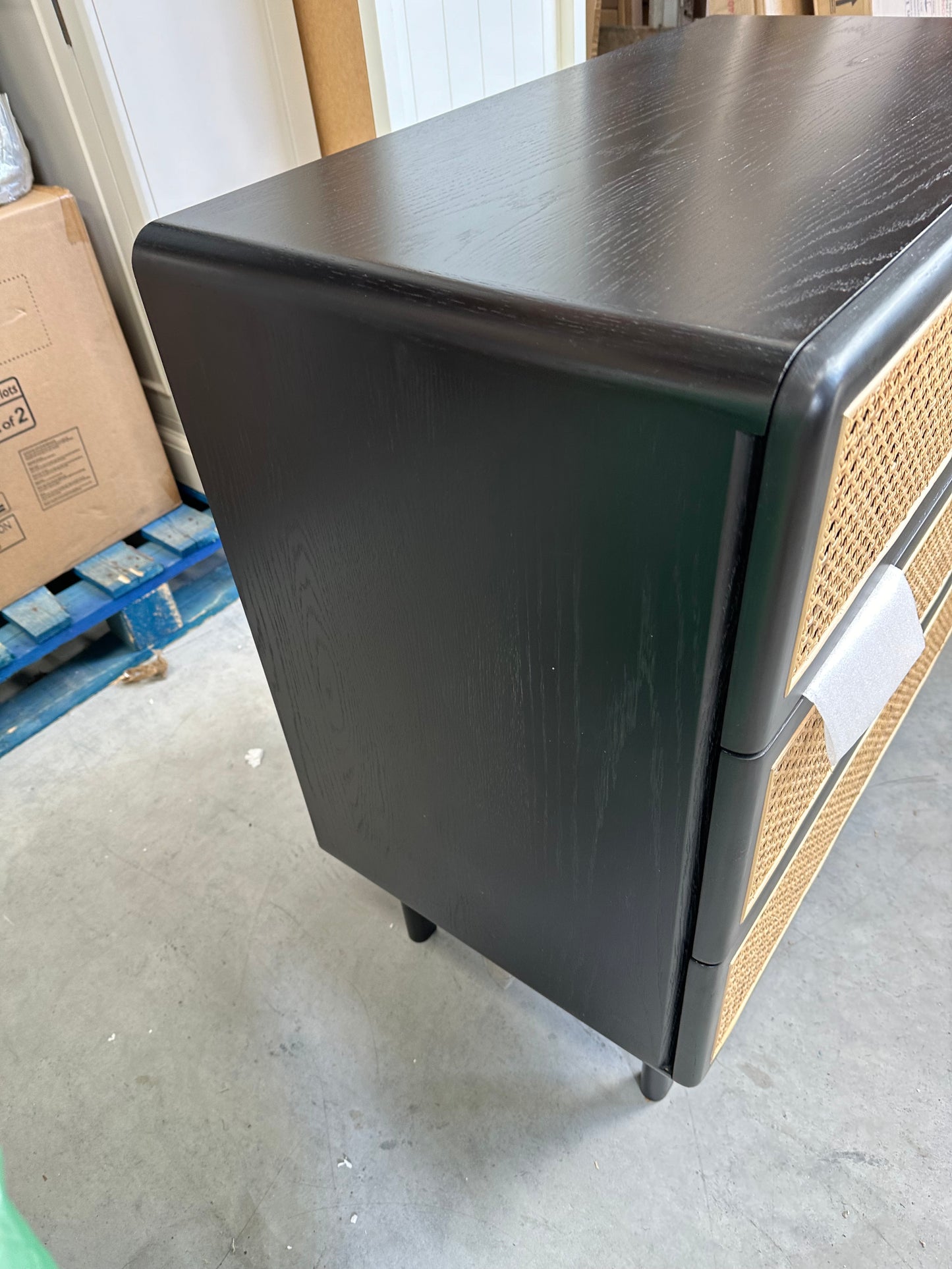 John Lewis Rattan 3 Drawer Chest, Black