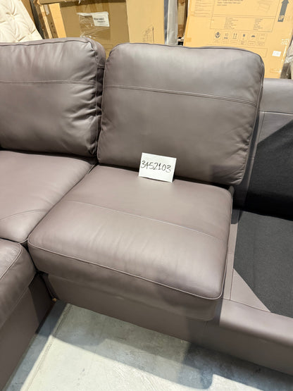 John Lewis Camden 5+ Seater Corner Leather Sofa, Light Leg Matt Chocoalate