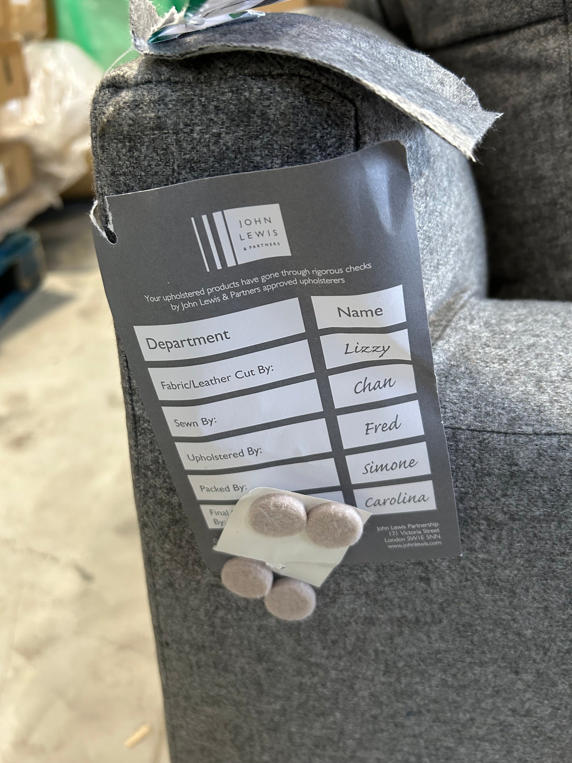 John Lewis Draper II Large 3 Seater Sofa Brushed Tweed Grey