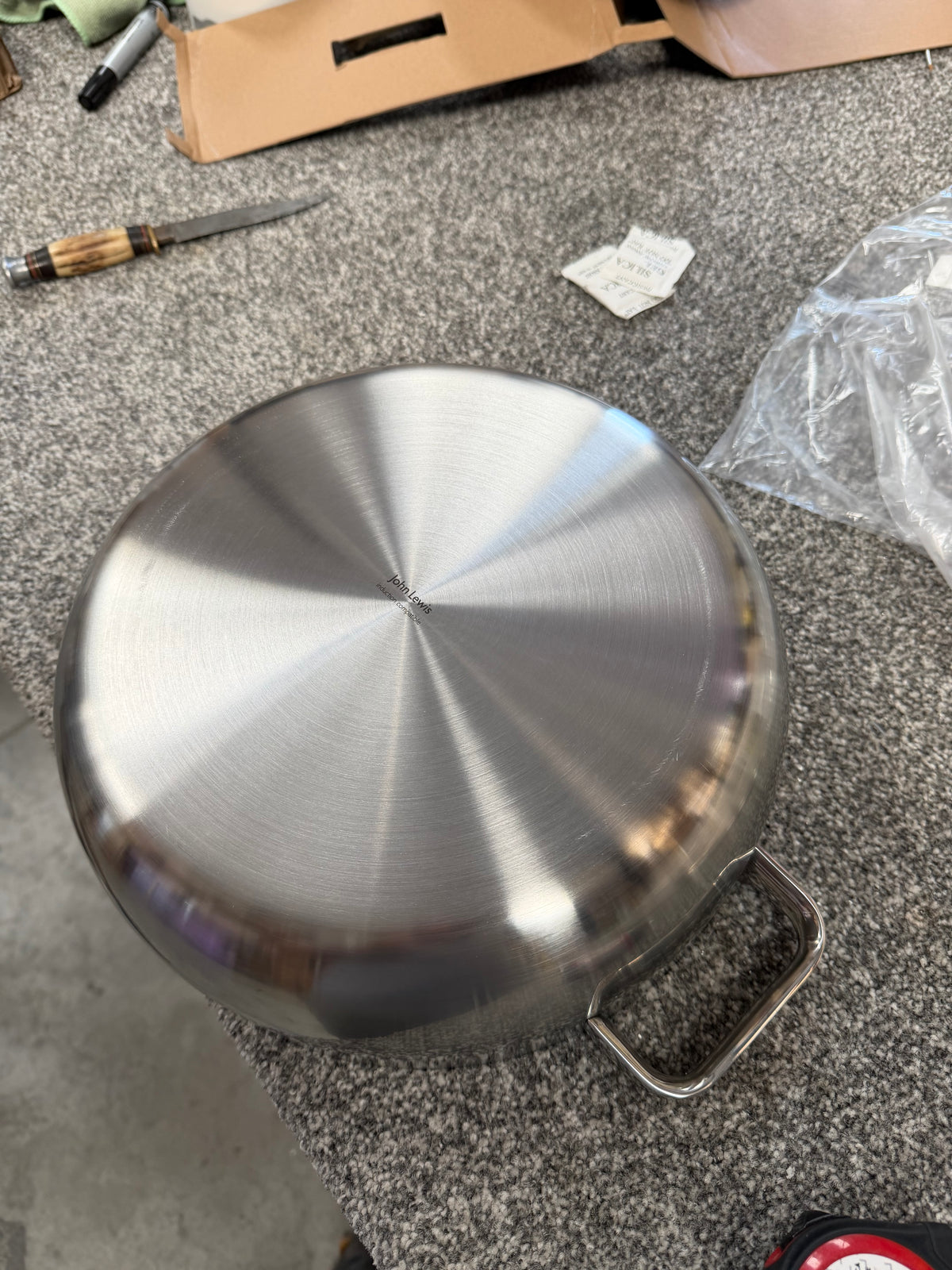 John Lewis 5-Ply Thermacore Stainless Steel Uncoated Chef's Pan & Lid, 30cm