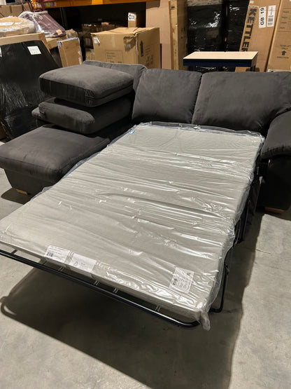 John Lewis Camden 5+ Seater LHF Storage Chaise End Sofa Bed Plush Velvet Charcoal