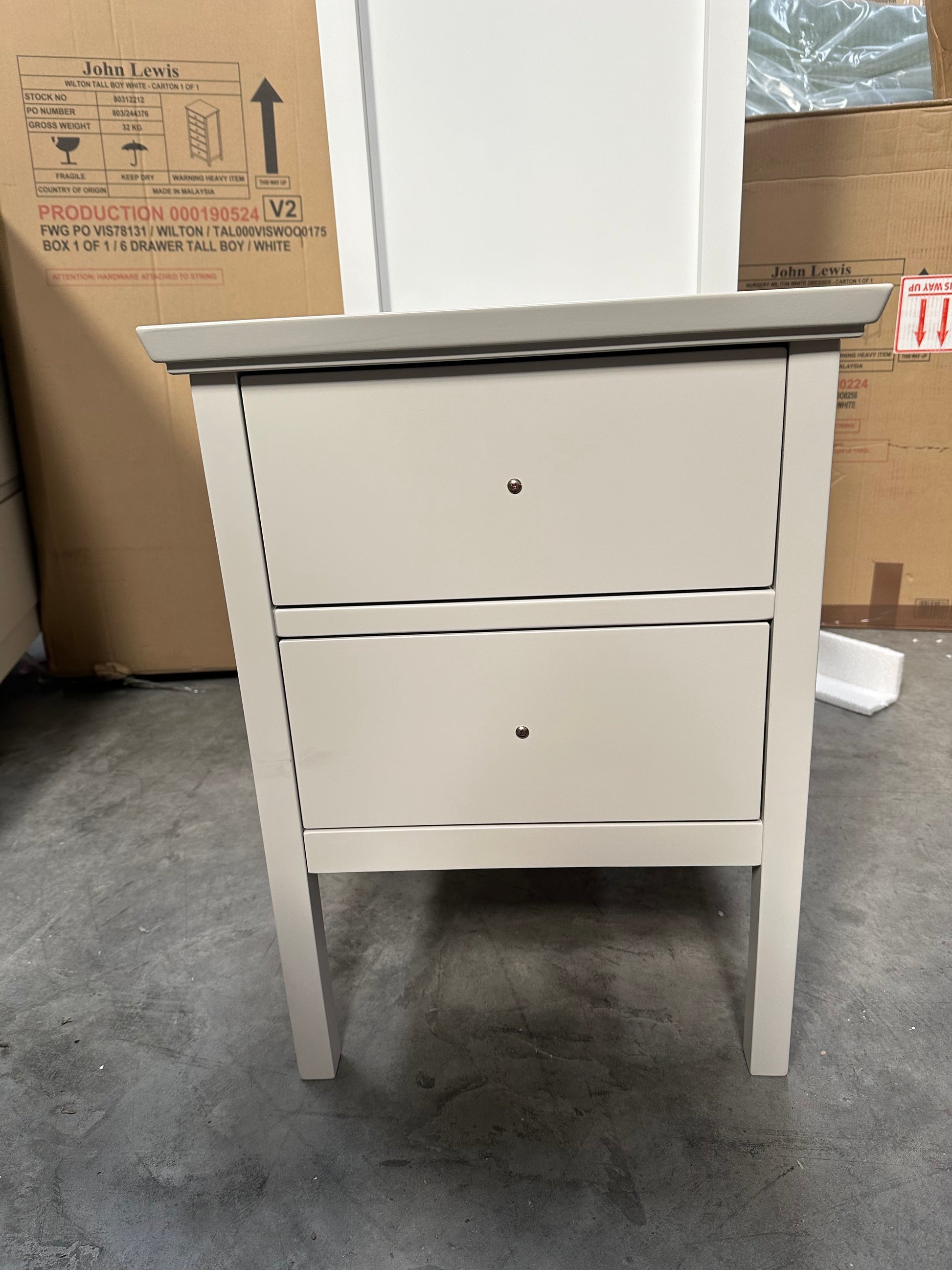 John Lewis Wilton 2 Drawer Bedside Cabinet, Linen