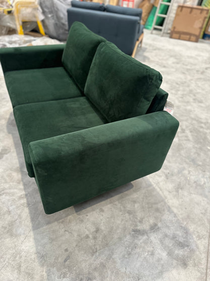 Hutch Velvet Block Arm 2 Seater Sofa - Velvet Sage Green