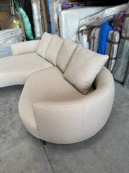 John Lewis Lozenge Grand 5 Seater LHF Chaise End Sofa, Metal Leg, Twisted Boucle Putty