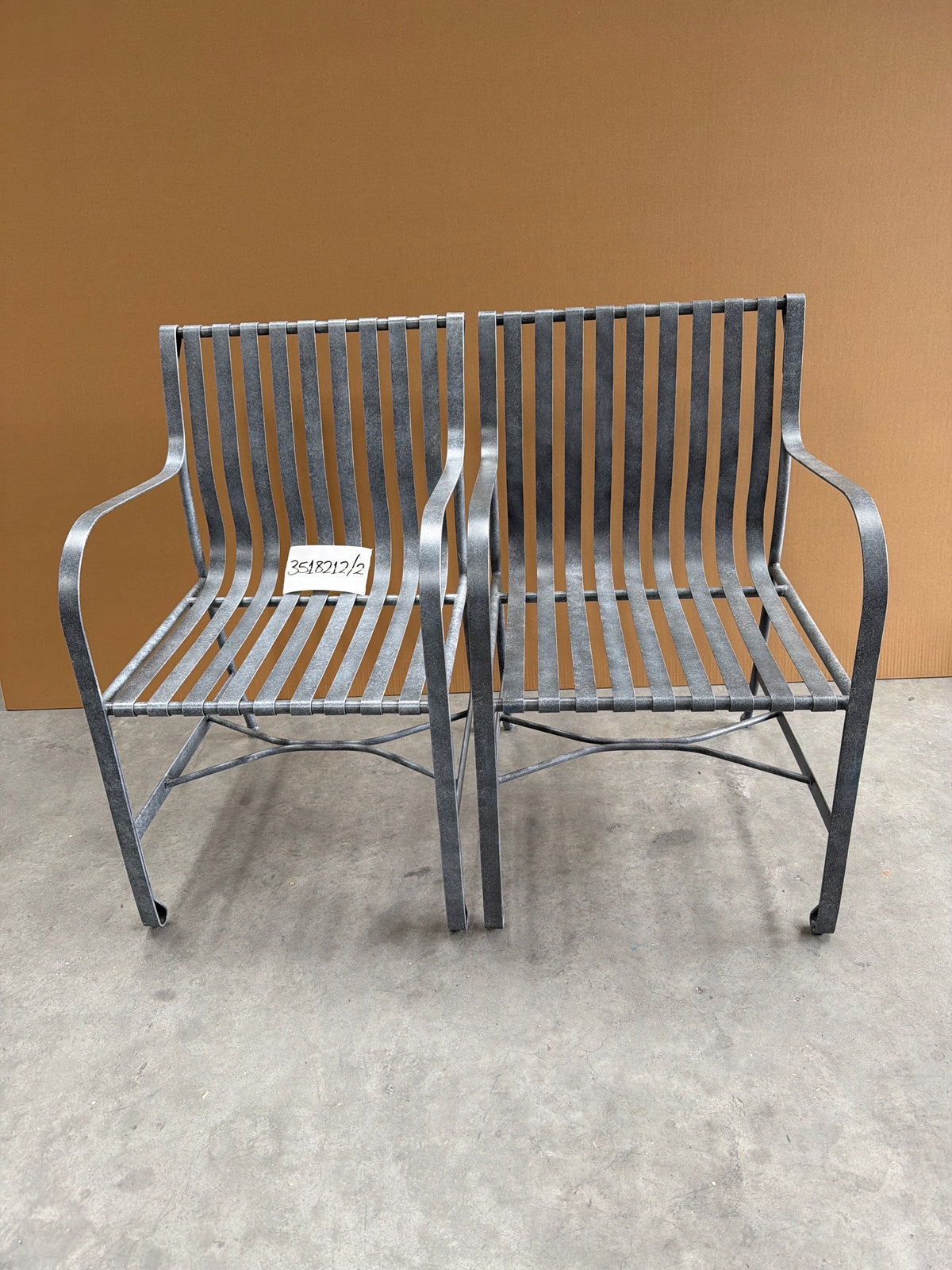 John Lewis Ribbon Metal Garden Dining Armchairs Grey Set of 2