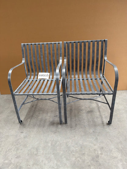 John Lewis Ribbon Metal Garden Dining Armchairs Grey Set of 2