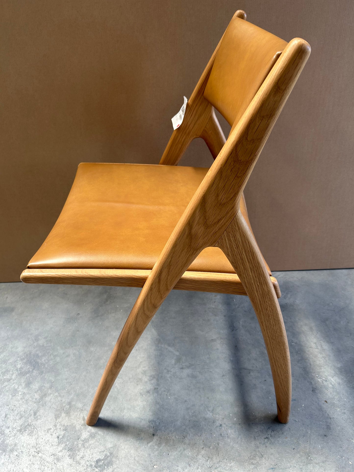John Lewis X-Ray Leather Dining Armchair, Oak/Camel