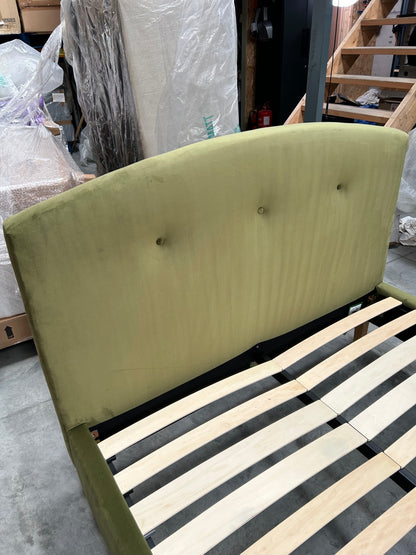 John Lewis Grace Bed Frame, Double, Velvet Olive
