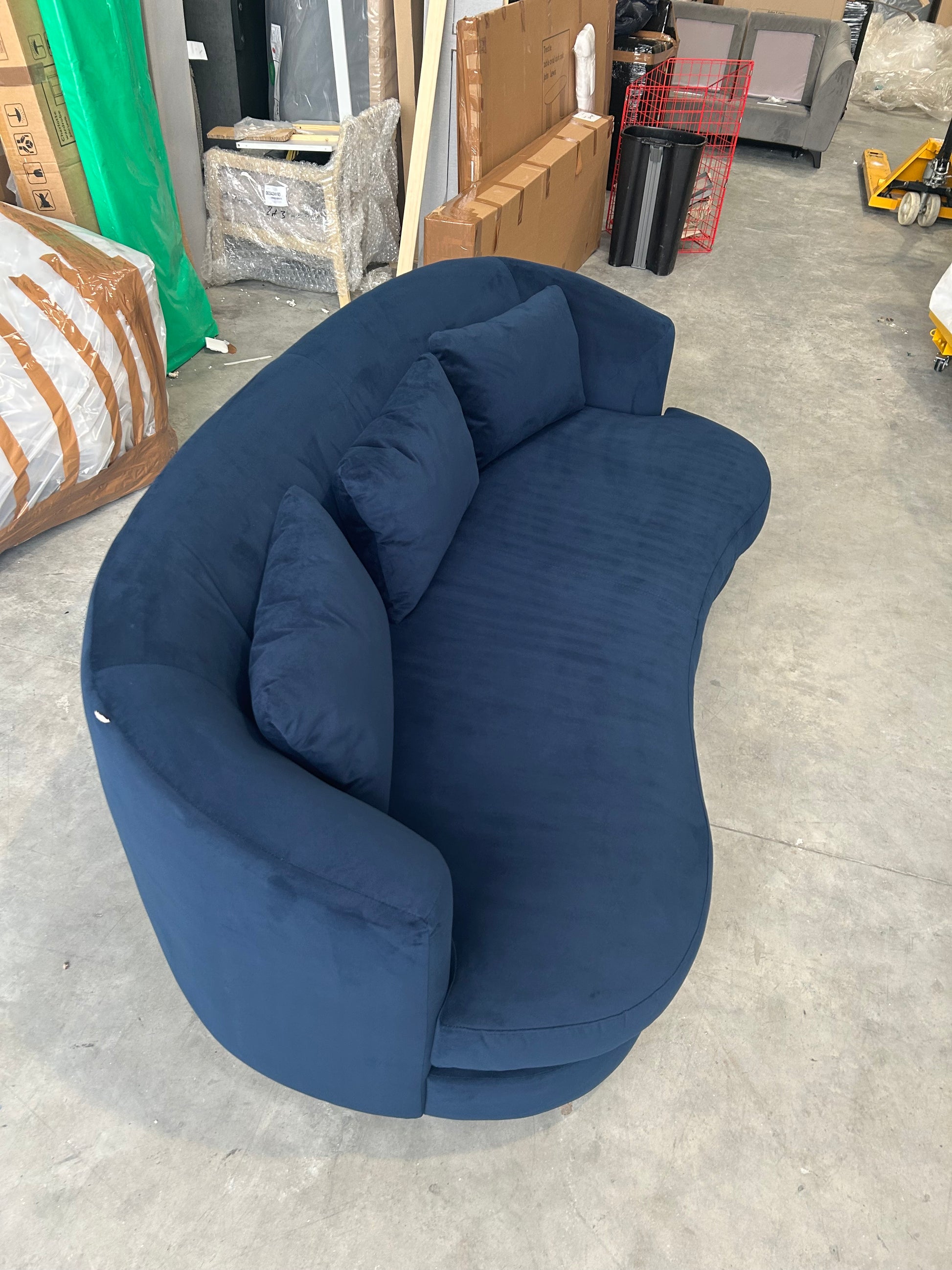 John Lewis Lozenge Large 3 Seater Sofa Easy Clean Plush Velvet Navy