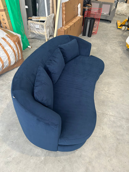 John Lewis Lozenge Large 3 Seater Sofa Easy Clean Plush Velvet Navy