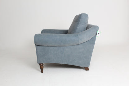 John Lewis Camber Leather Armchair, Dark Leg, Soft Touch Blue