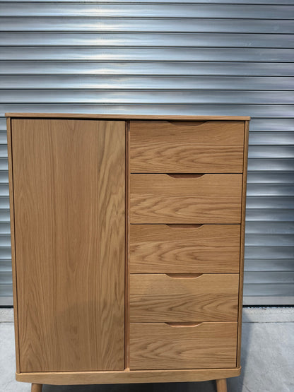 John Lewis Bow 5 Drawer Low Wardrobe, Natural