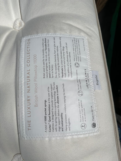 John Lewis British Natural Collection Herdwick 11000 Mattress, Regular Tension, King Size
