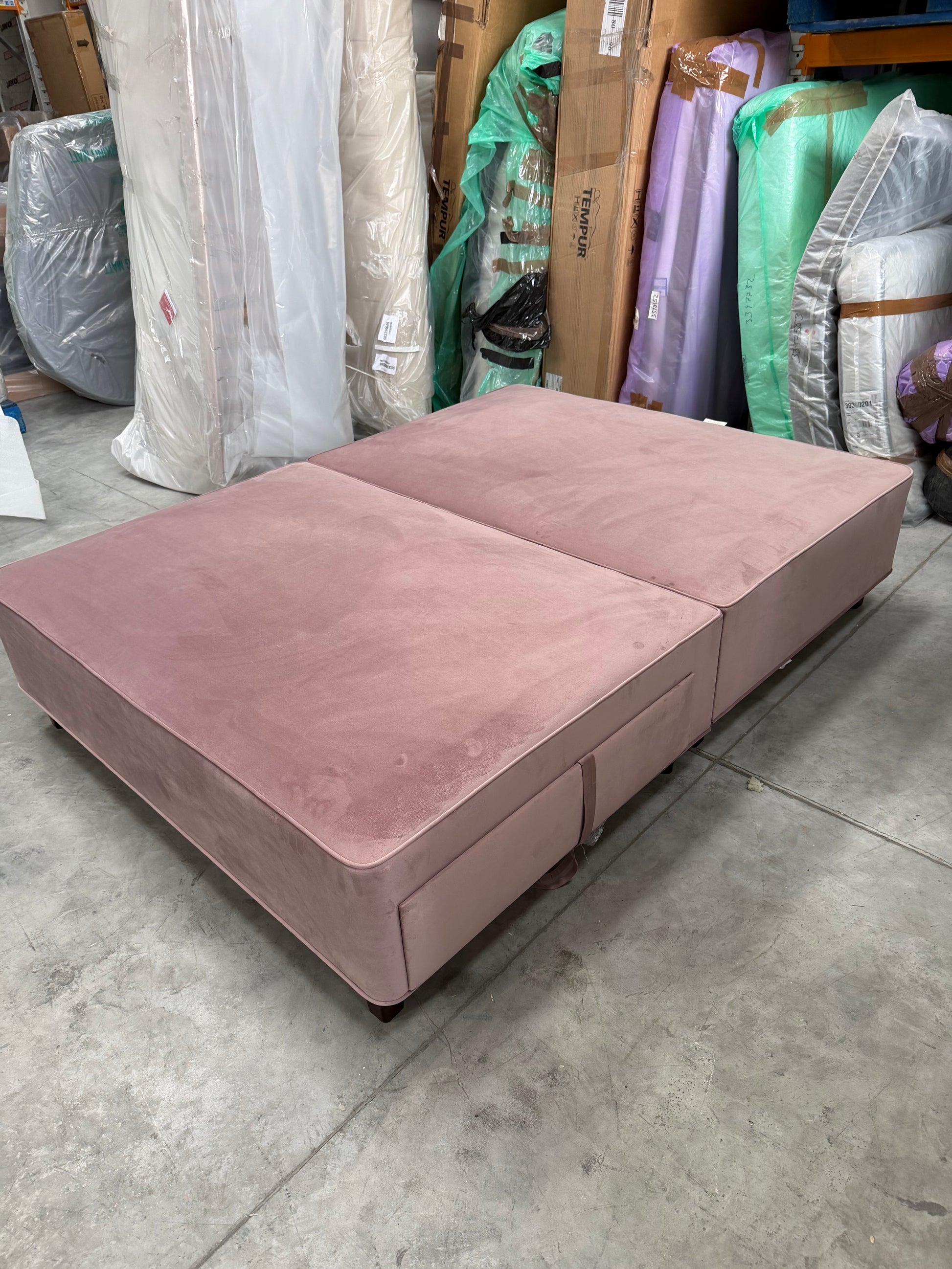 Vispring  Signature Divan Plush Velvet Coral Pink Two Drawers