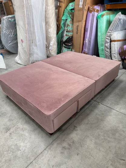 Vispring  Signature Divan Plush Velvet Coral Pink Two Drawers