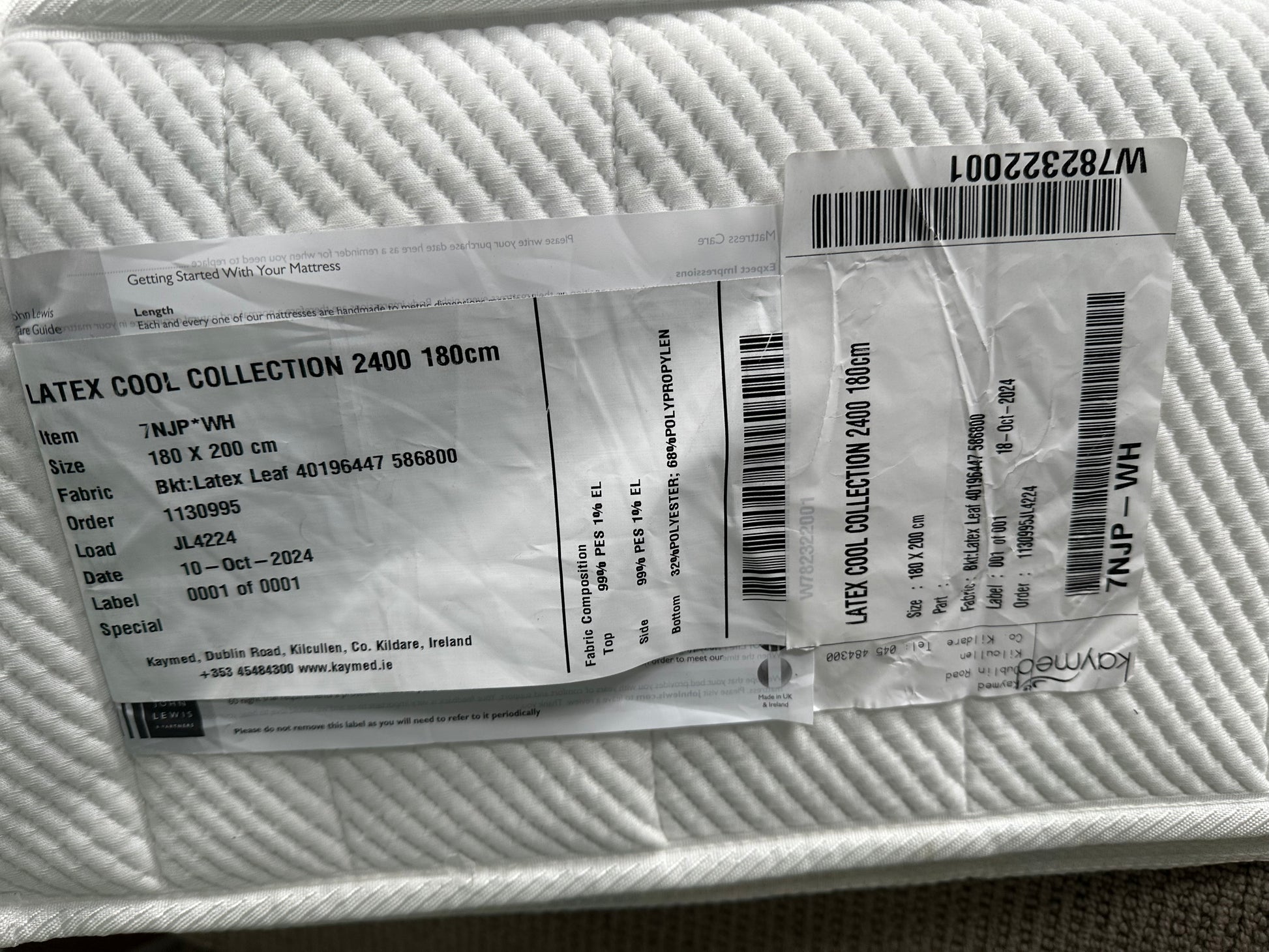 John Lewis Latex Cool Collection 2400 Pocket Spring Mattress, Medium/Firm Tension, Super King Size