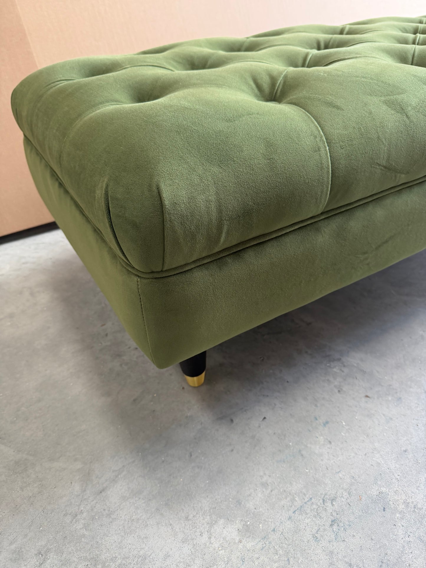 John Lewis Chester Footstool Velvet Green