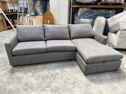 John Lewis Bailey II RHF Chaise End Sofabed, Light Leg in Linen Hatton Steel