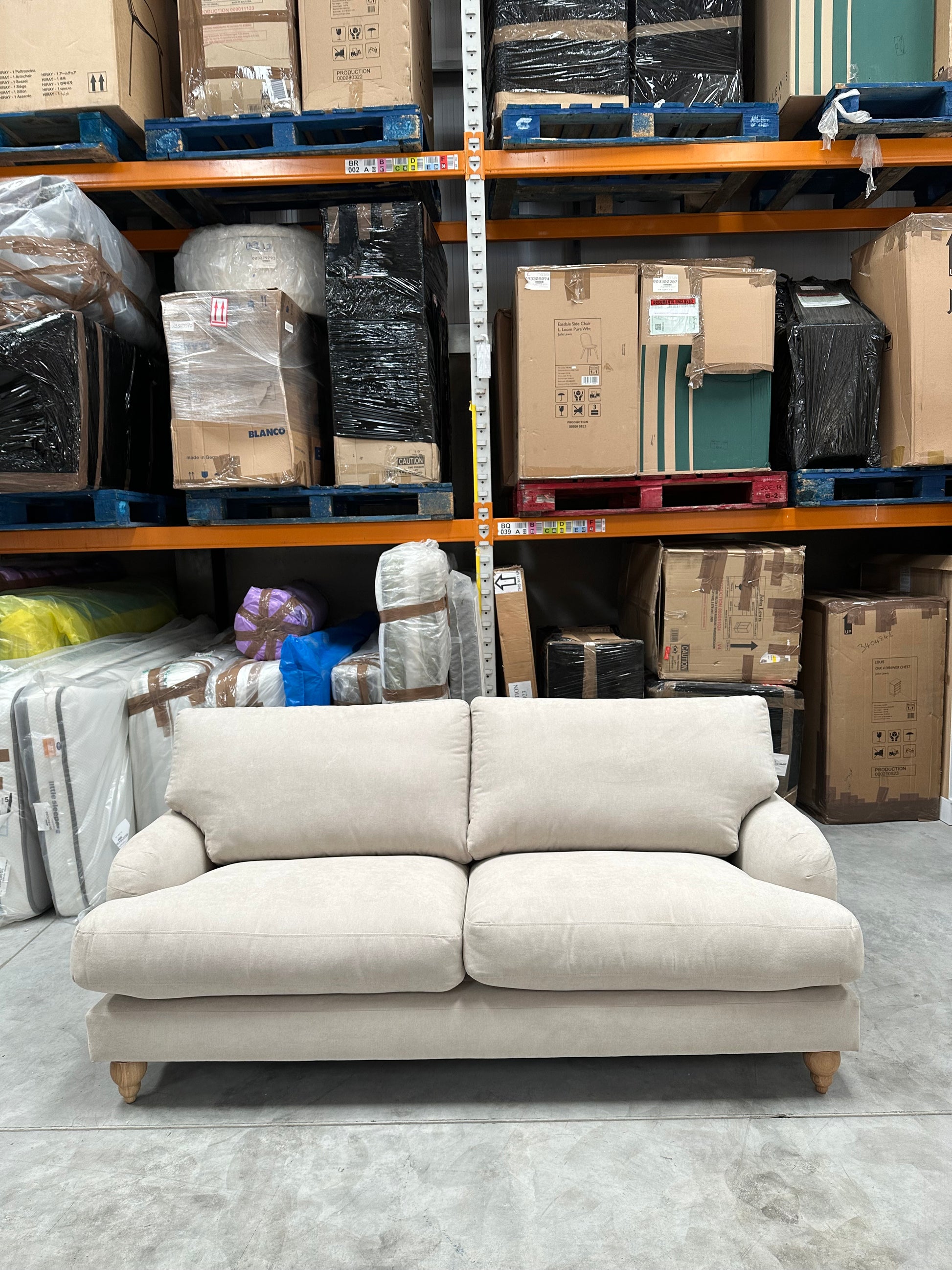 John Lewis Clover Large 3 Seater Sofa, Light Leg, Fine Chenille Natural