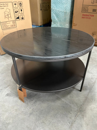nkuku Karoko Round Marble Coffee Table, Black