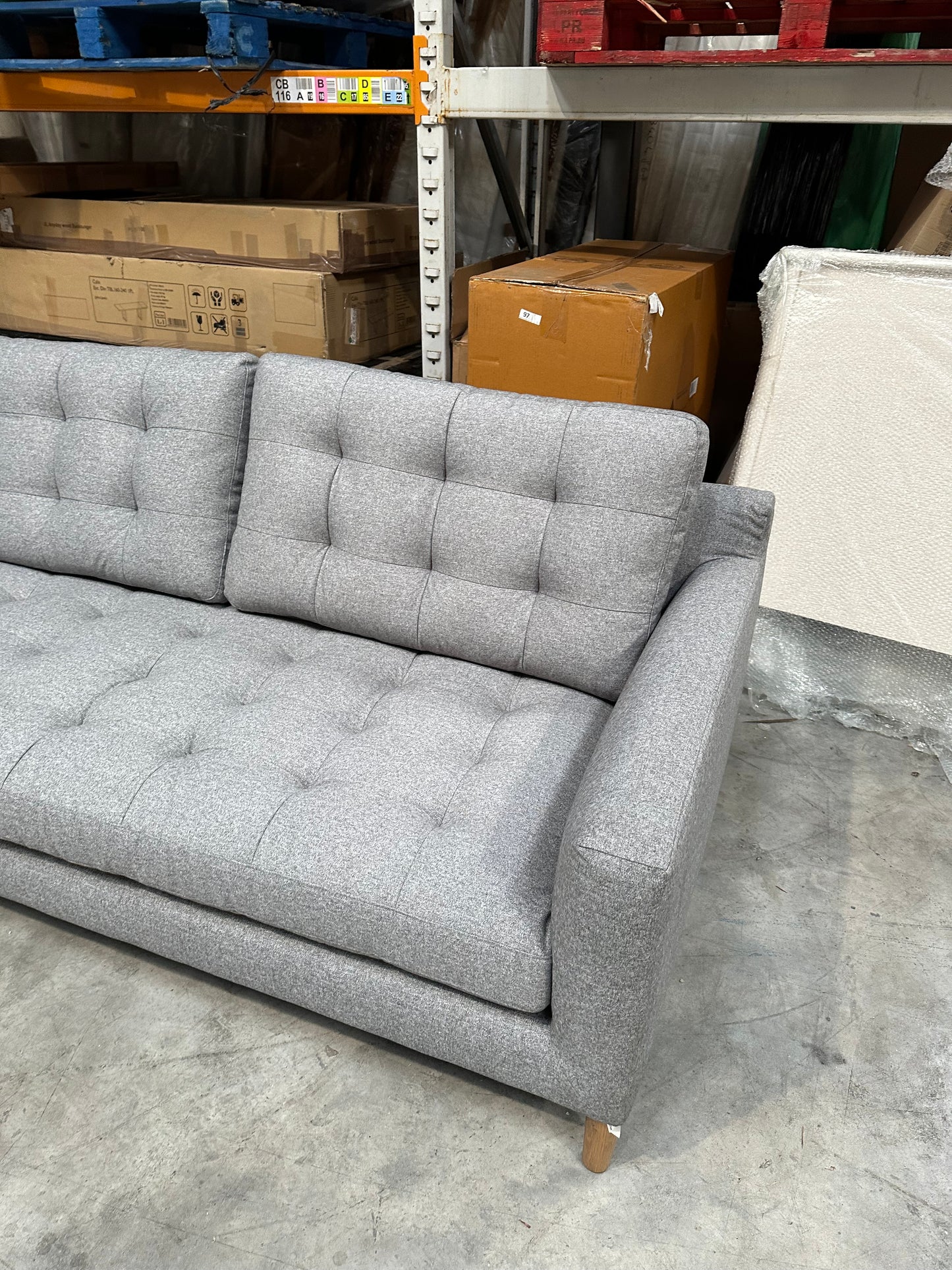 John Lewis Draper II Large 3 Seater Sofa Brushed Tweed Grey