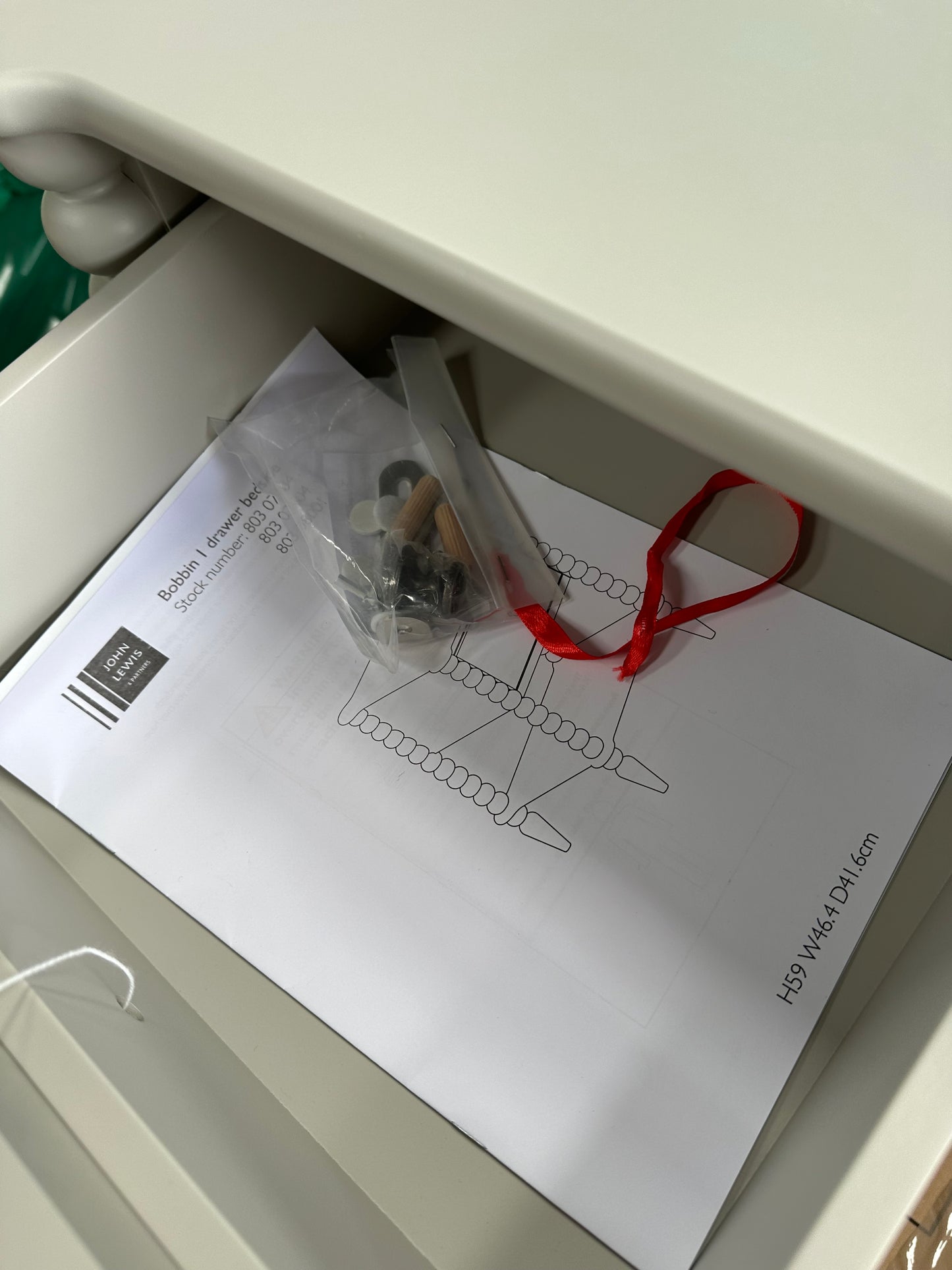 John Lewis Bobbin 1 Drawer Bedside Table Grey