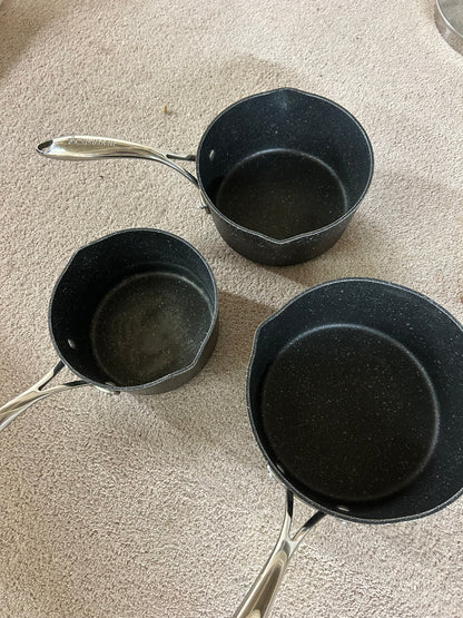 Eaziglide Neverstick2 Aluminium Non-Stick Saucepan Set with Lids, 3 Piece