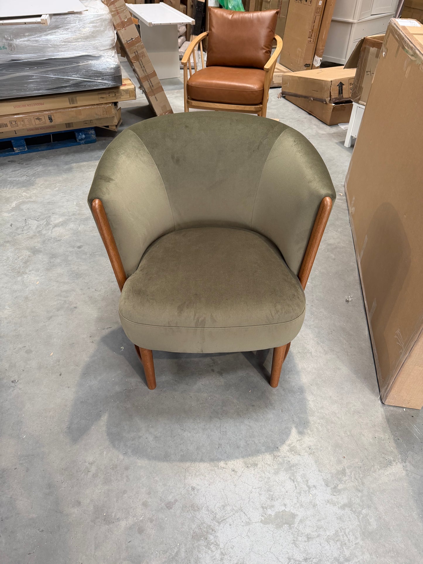 John Lewis Drift Armchair, Dark Leg, Moss Green Smooth Velvet
