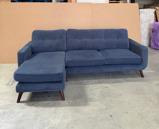 John Lewis Barbican LHF Chaise End Sofa  Chunky Chenille Navy