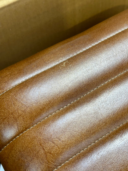 nkuku Narwana Ribbed Leather Stool, 75cm, Aged Tan