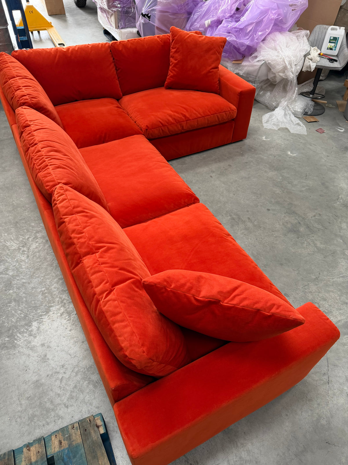 John Lewis Mellow LHF Corner Sofa  Plush Velvet Paprika Easy Clean